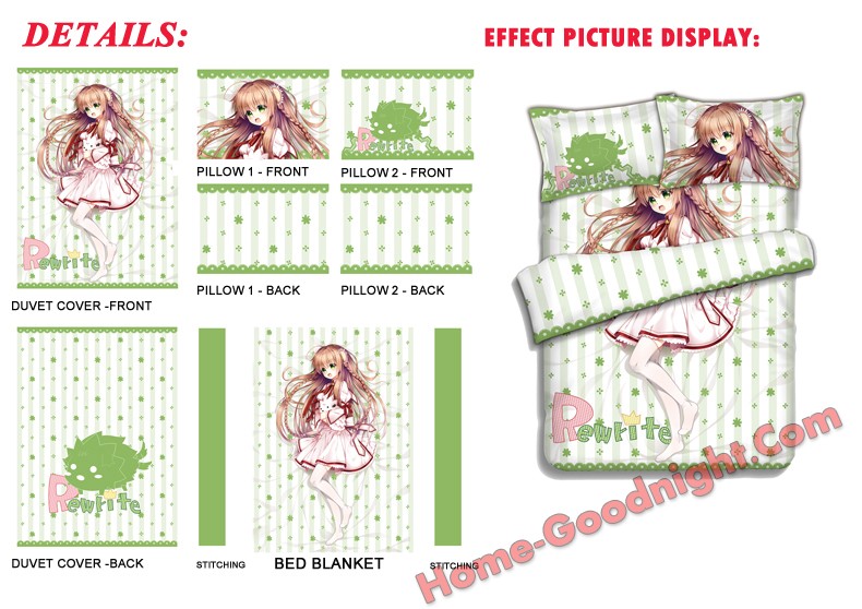 Kanbe Kotori-Rewrite Japanese Anime Bed Sheet Duvet Cover with Pillow Covers